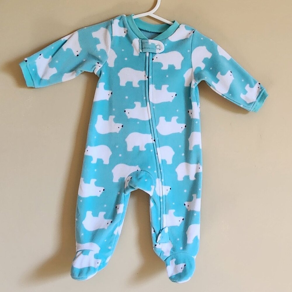 Lullaby Fleece Footed Pajamas With Polar Bears. Size 0-3Months